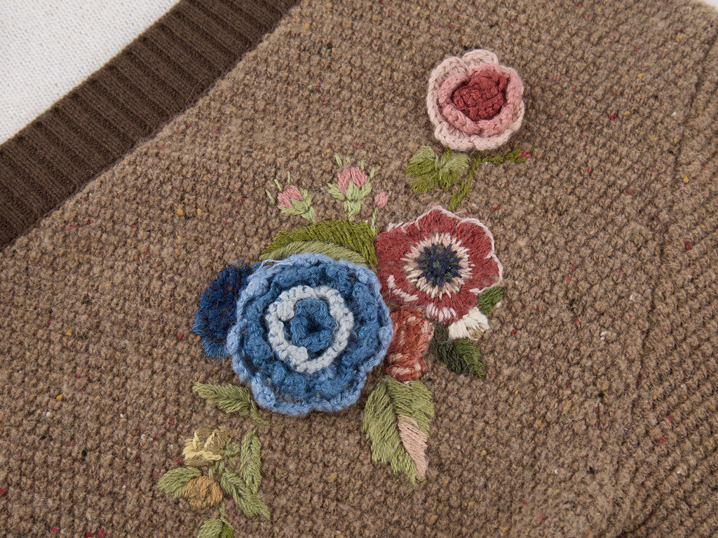 Vintage Crochet Floral V Neck Cardigan