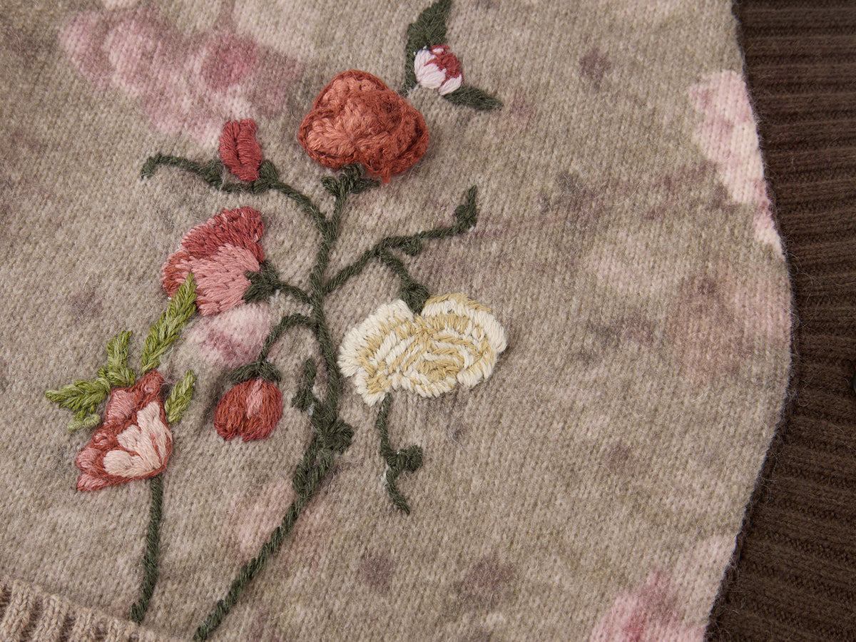 Vintage Crochet Floral V Neck Cardigan