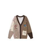 Vintage Crochet Floral V Neck Cardigan