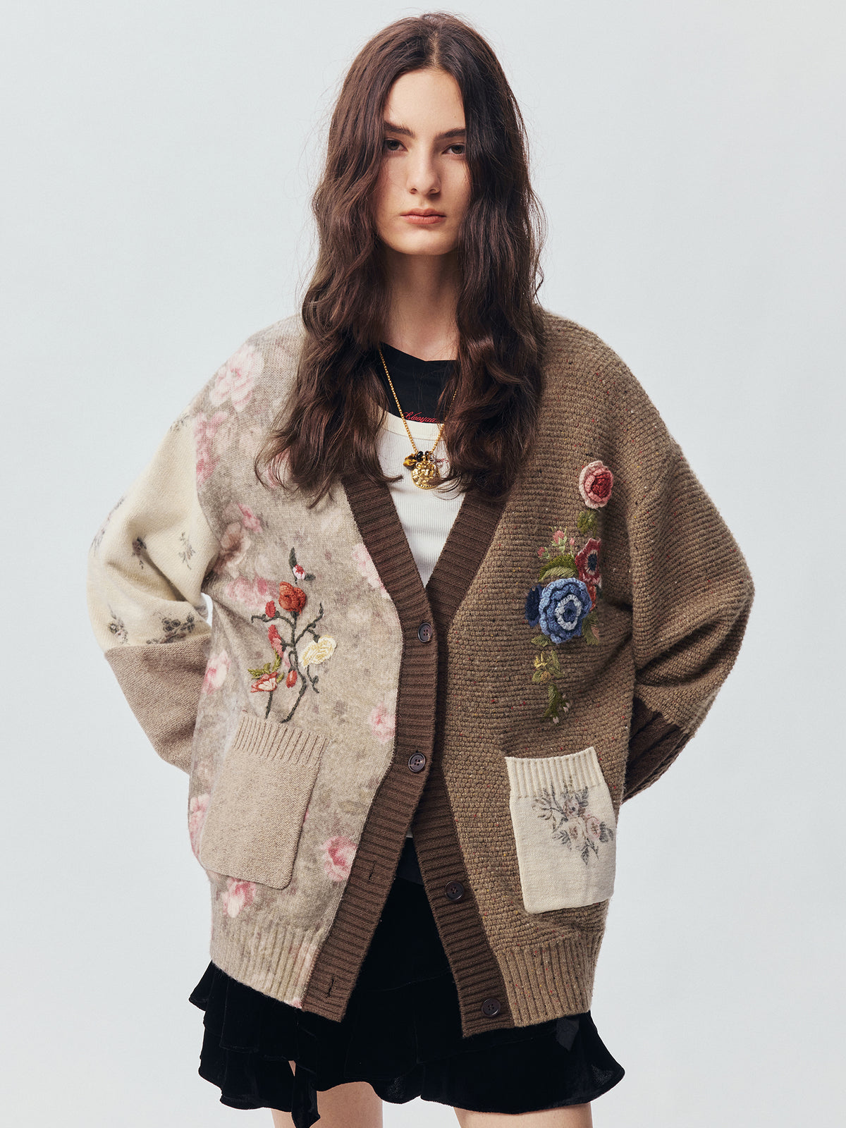 Vintage Crochet Floral V Neck Cardigan