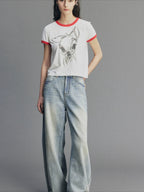 Retro Diamond Washed Jeans