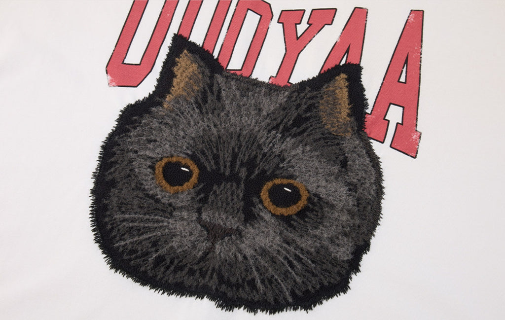 Embroidered Rock 'n' Roll Cat Sweatshirt