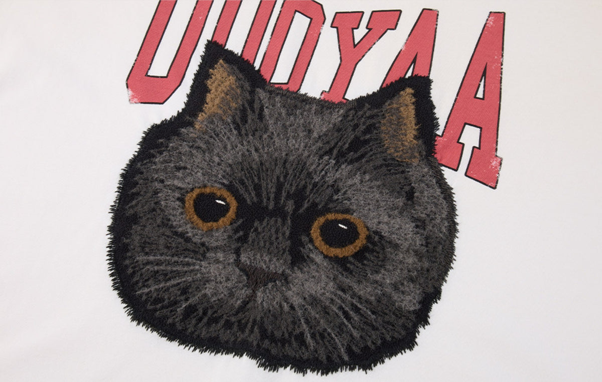 Embroidered Rock 'n' Roll Cat Sweatshirt