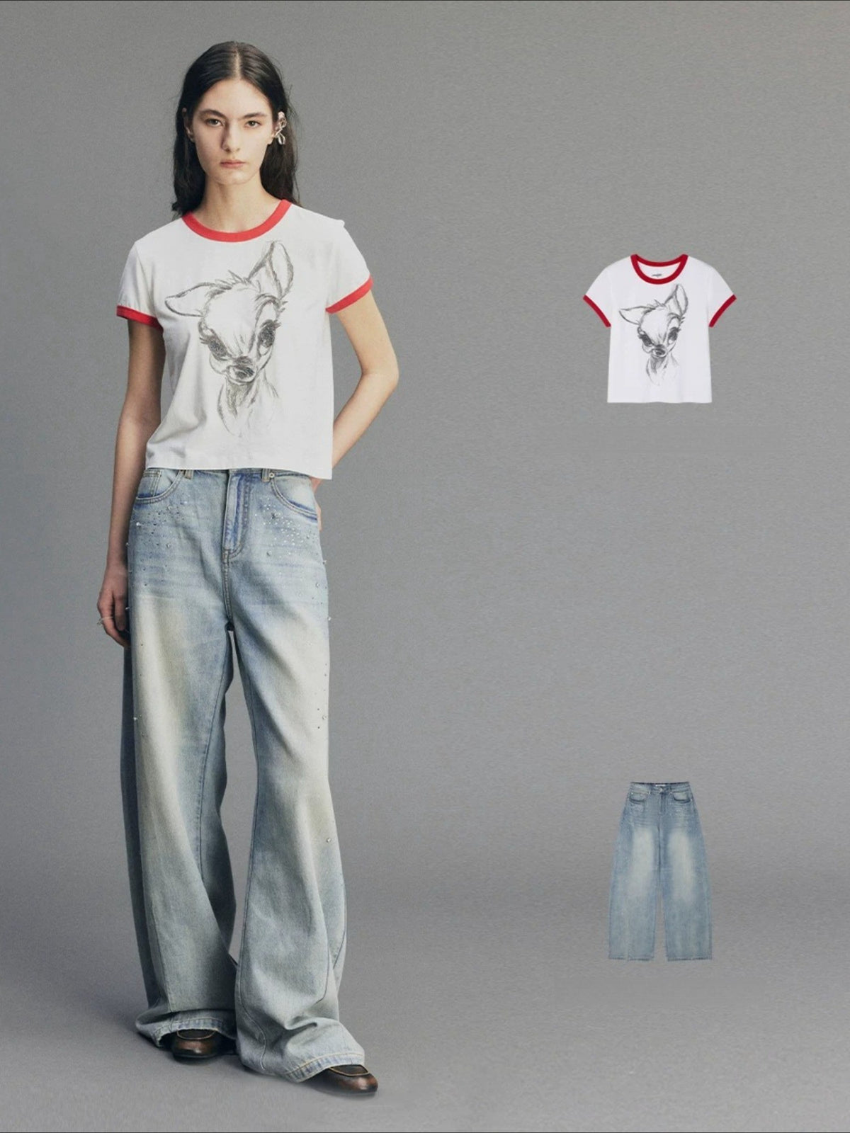 Retro Diamond Washed Jeans