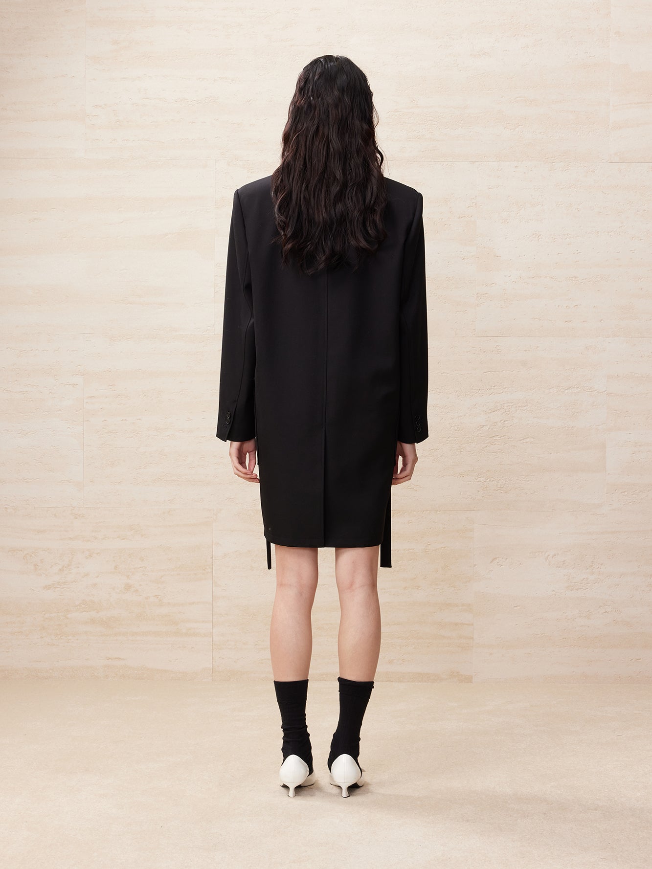 Black bowknot pocket coat