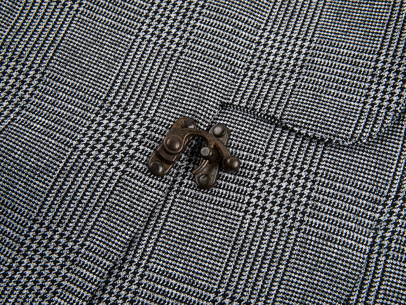 Houndstooth irregular collar blazer