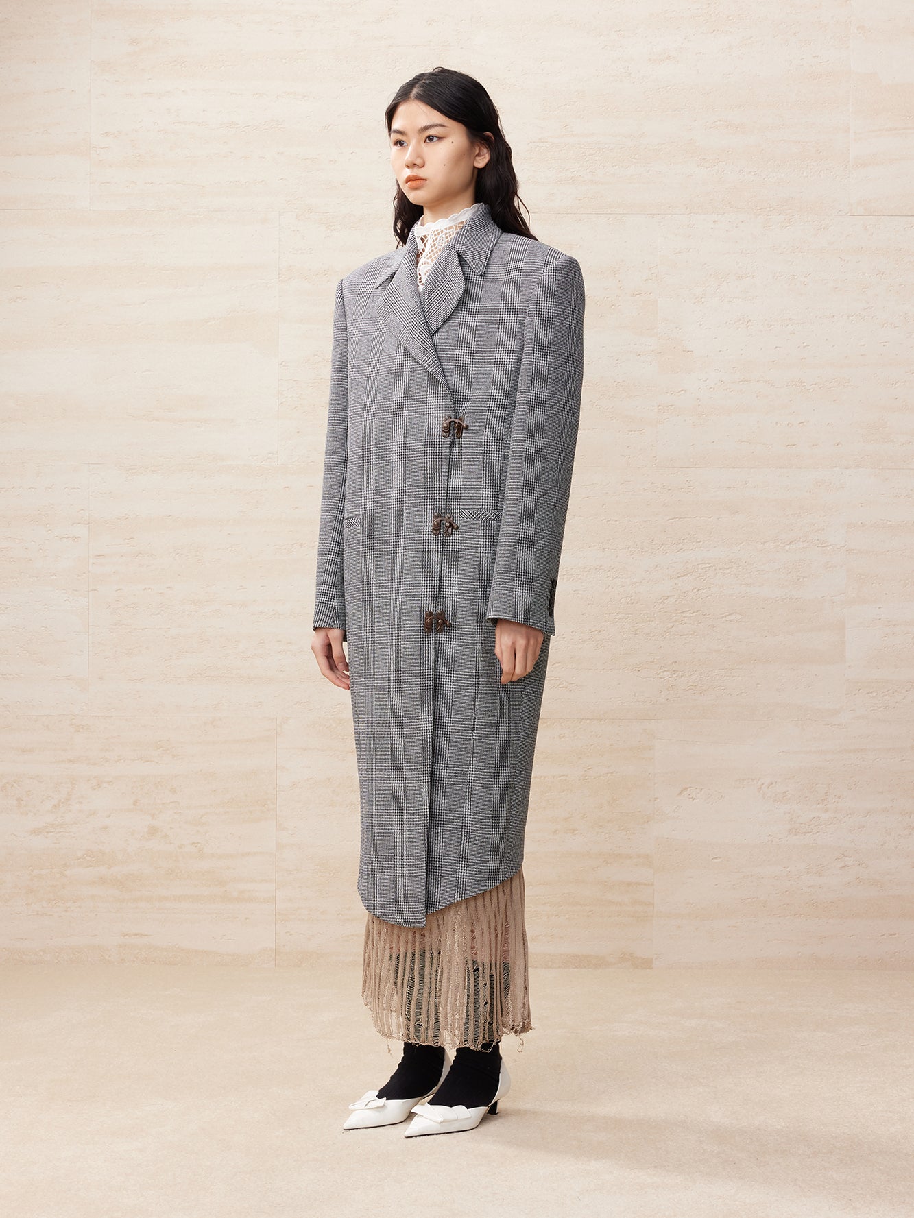 Houndstooth long coat