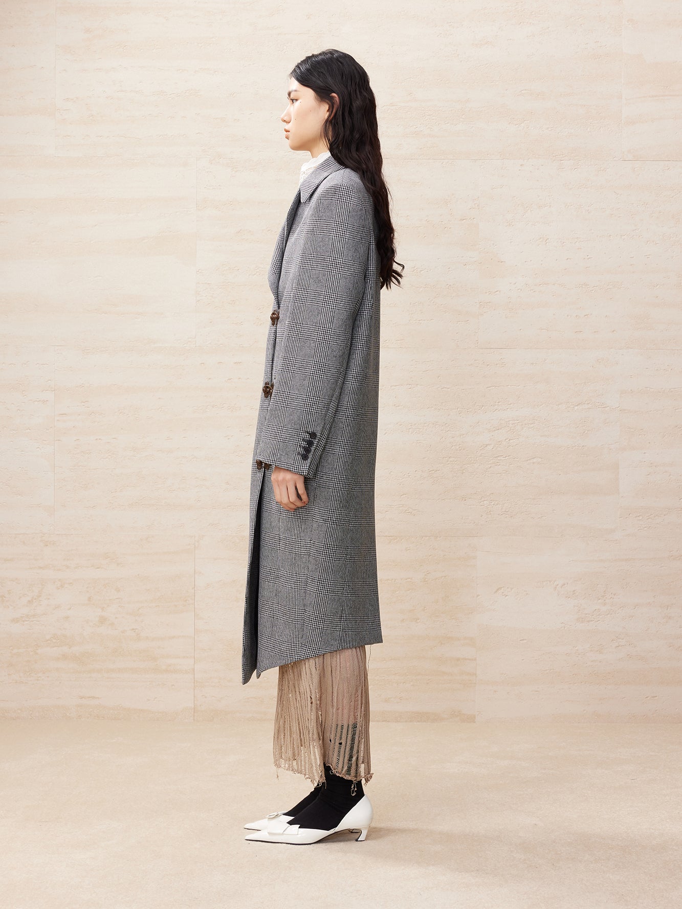 Houndstooth long coat