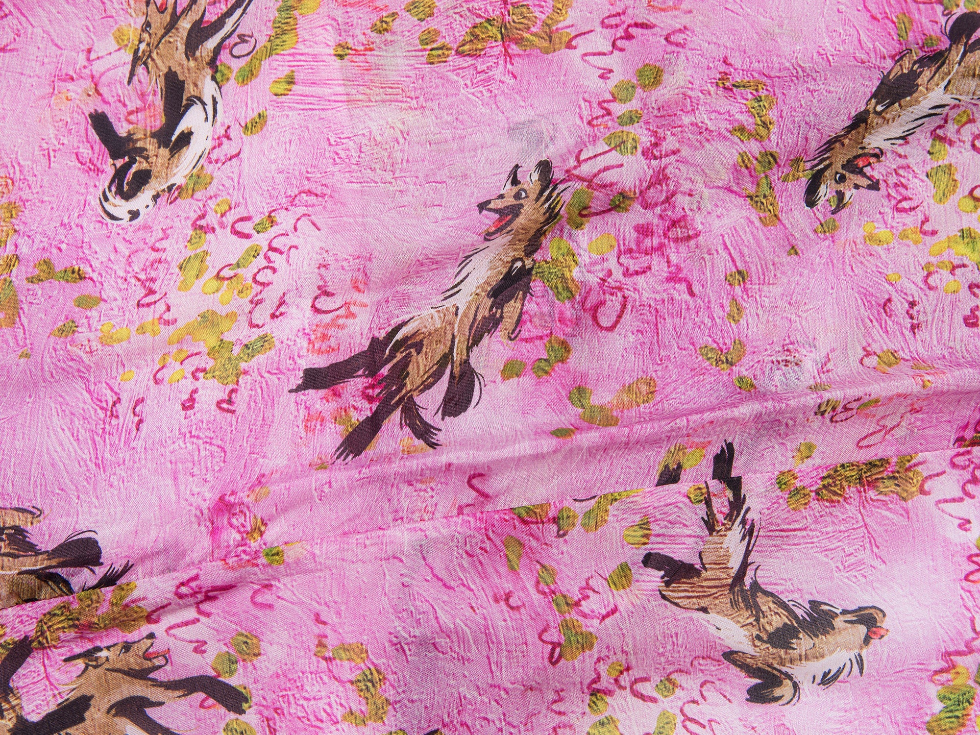 Puppy patterned rose pink draped skirt