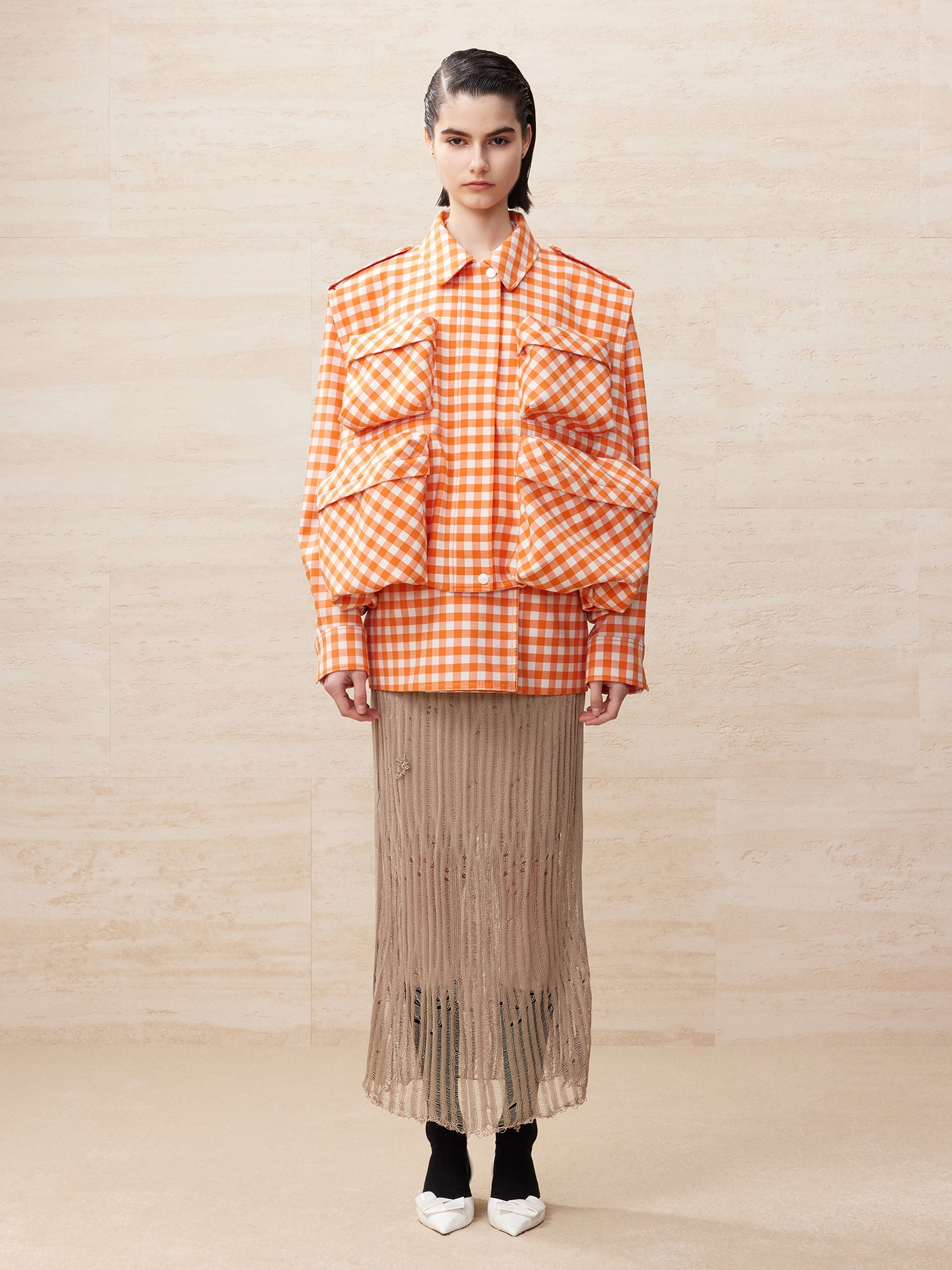 Vichy plaid cargo vest