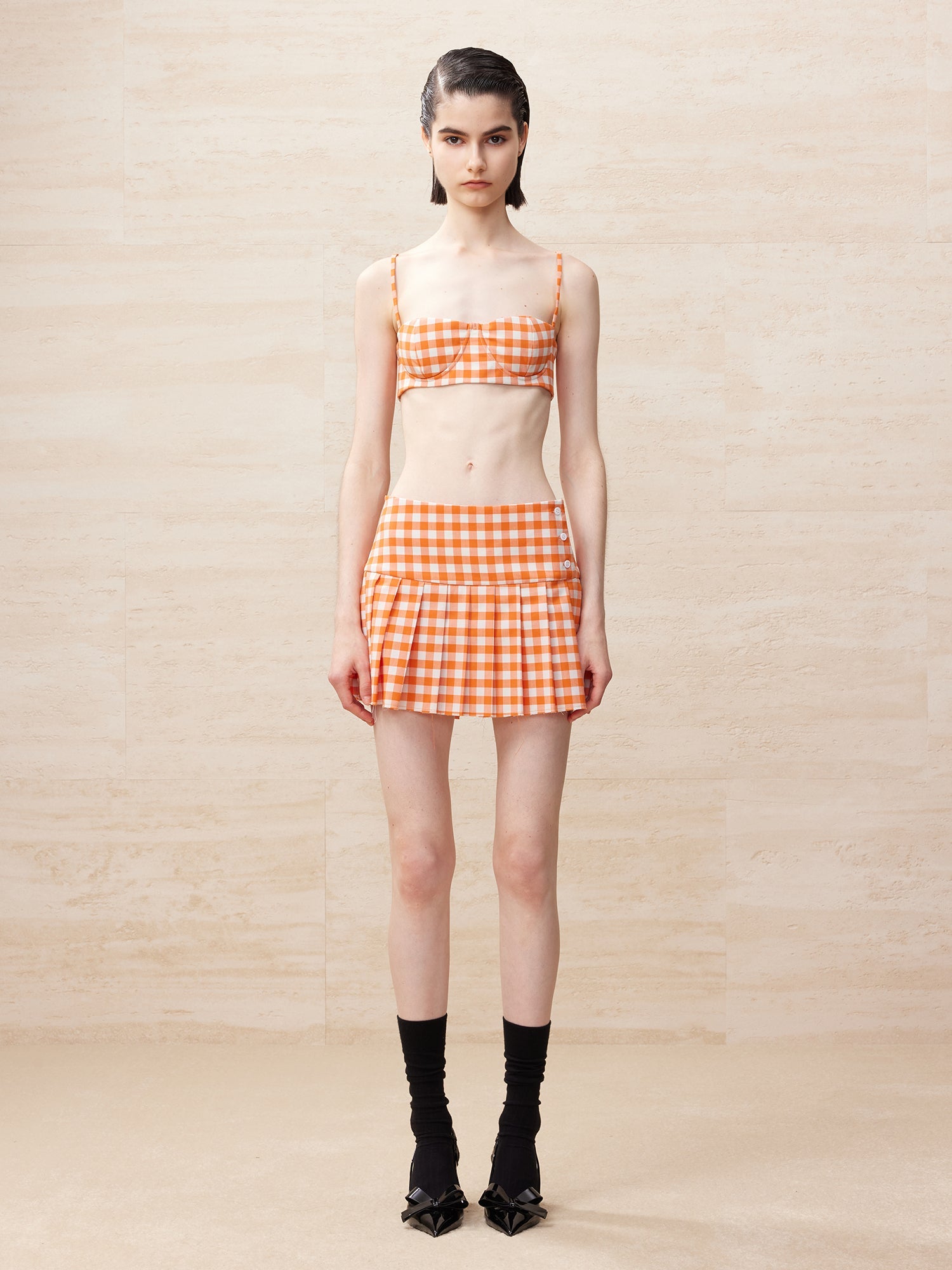 Vichy plaid cropped bustier