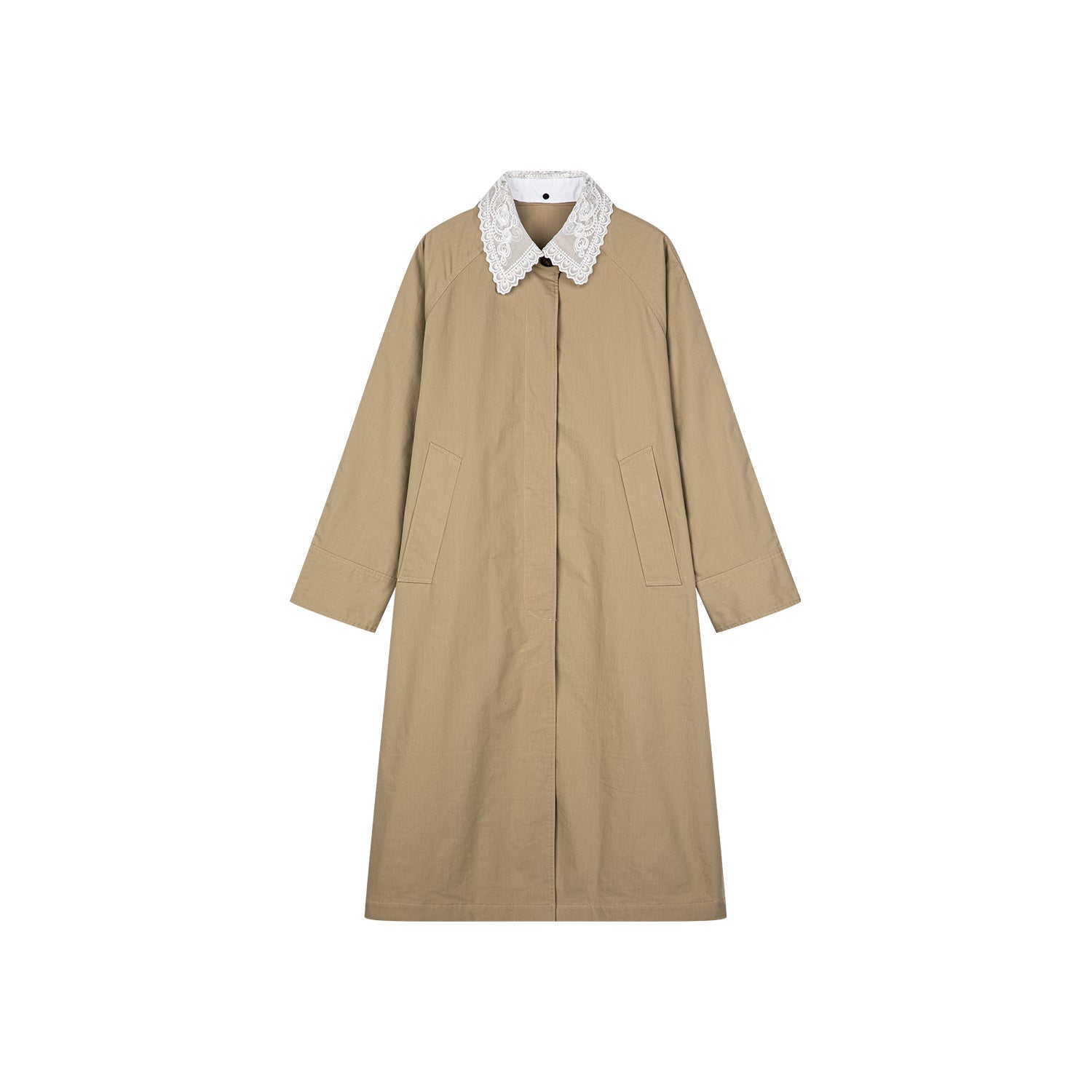 Detachable lace collar car coat