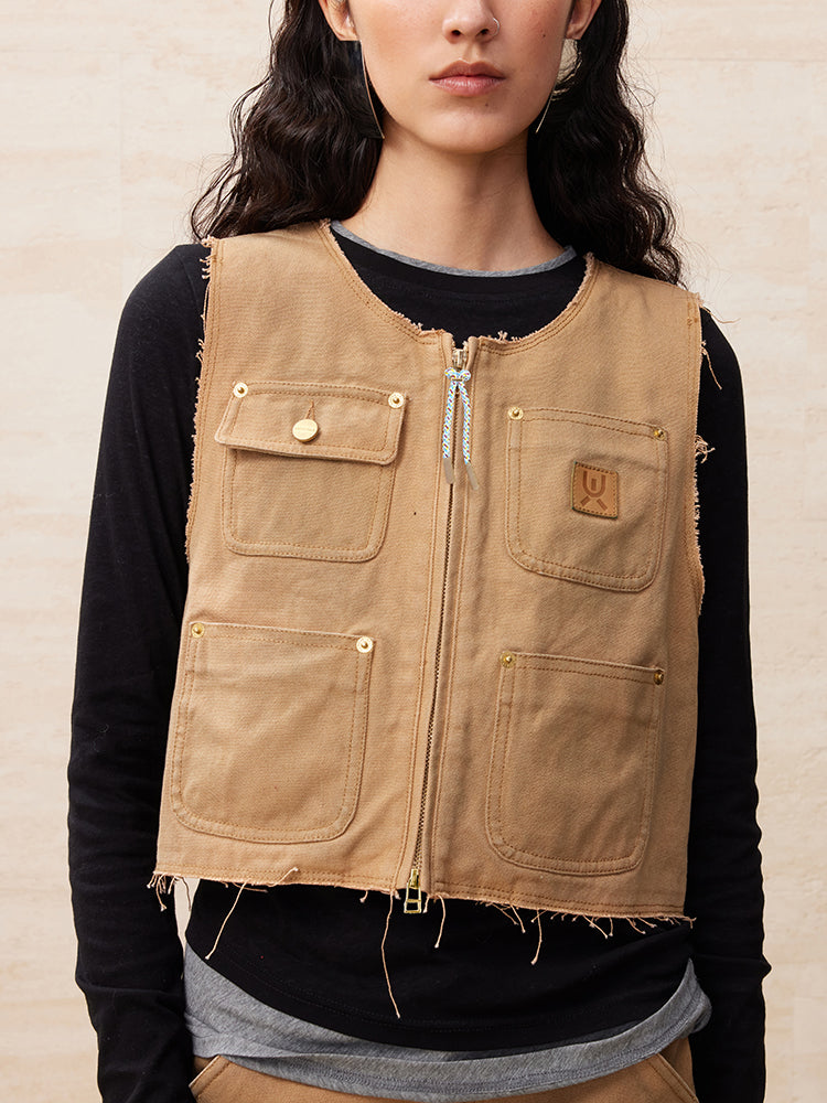 Youth and truth cropped raw edge vest