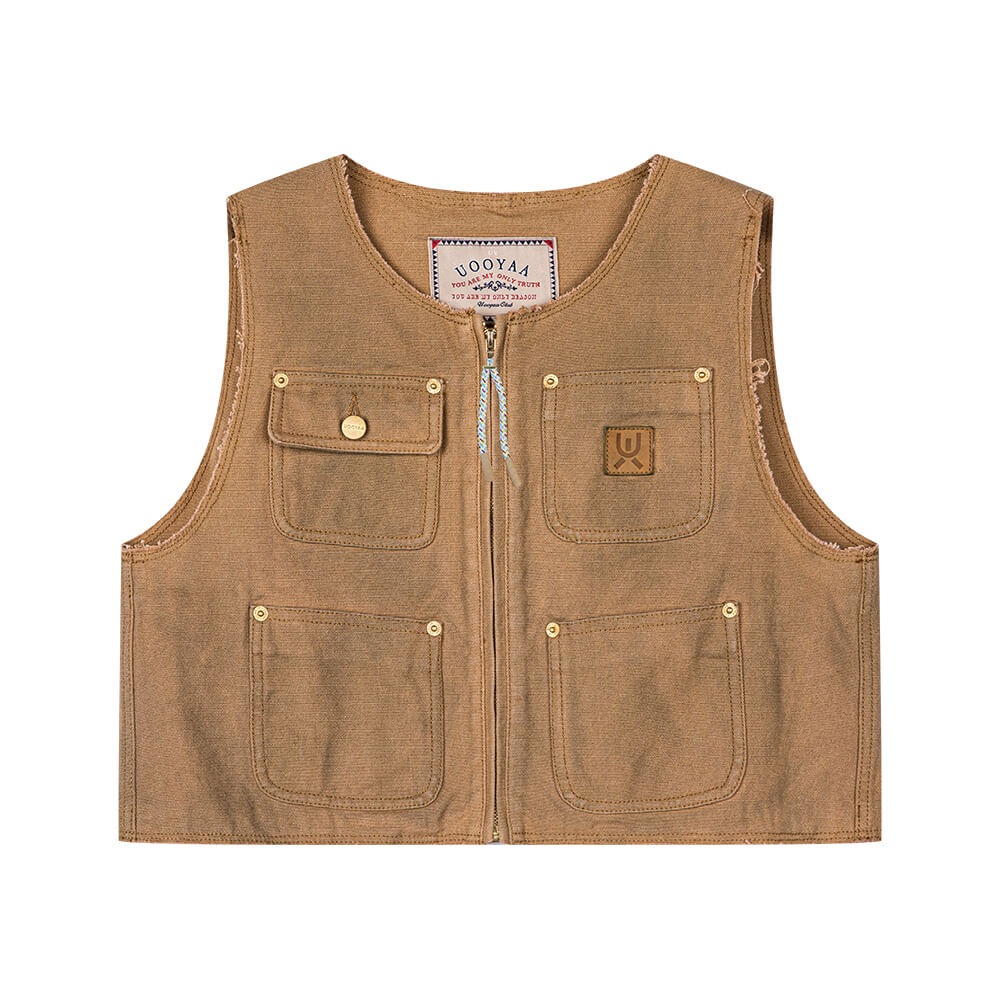 Youth and truth cropped raw edge vest