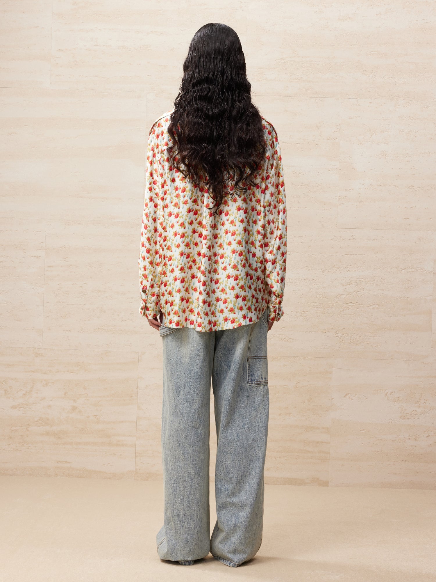 Deconstructed washed carpenter jeans