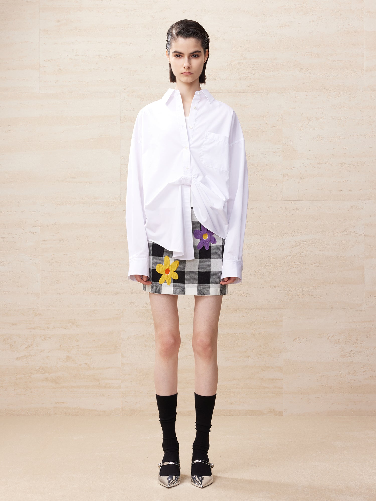 Deconstructed bowknot two-piece shirt