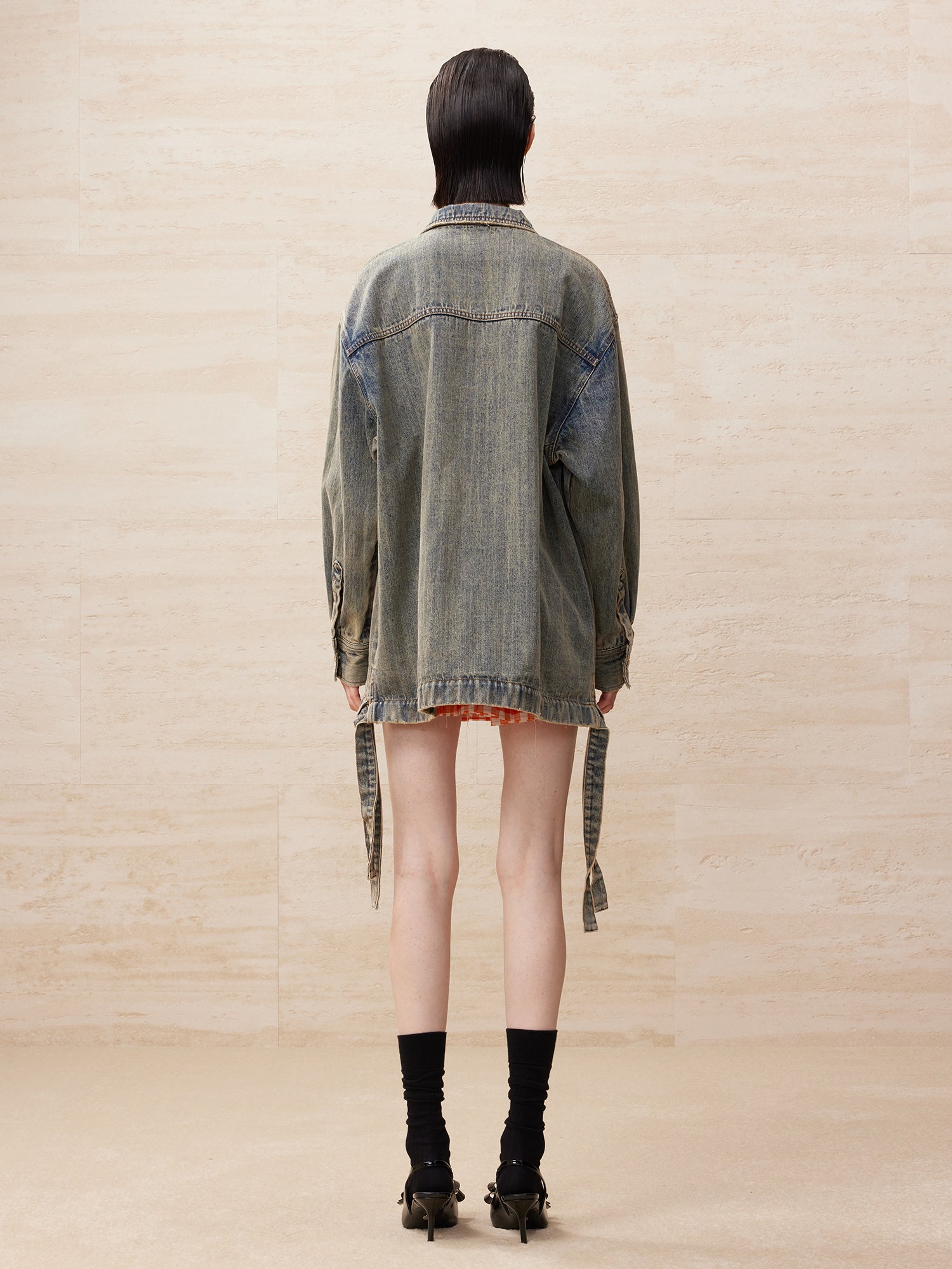 Chinese button knot vintage denim jacket