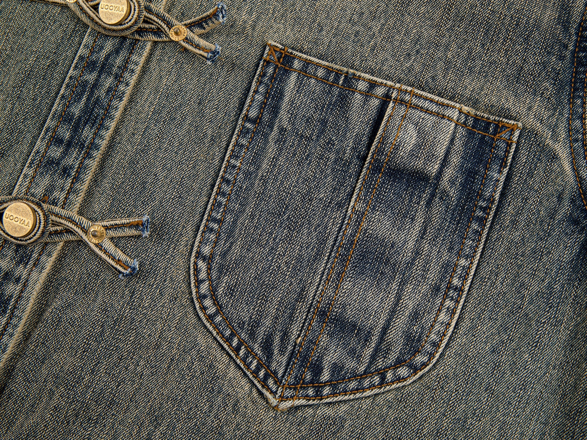Chinese button knot vintage denim jacket