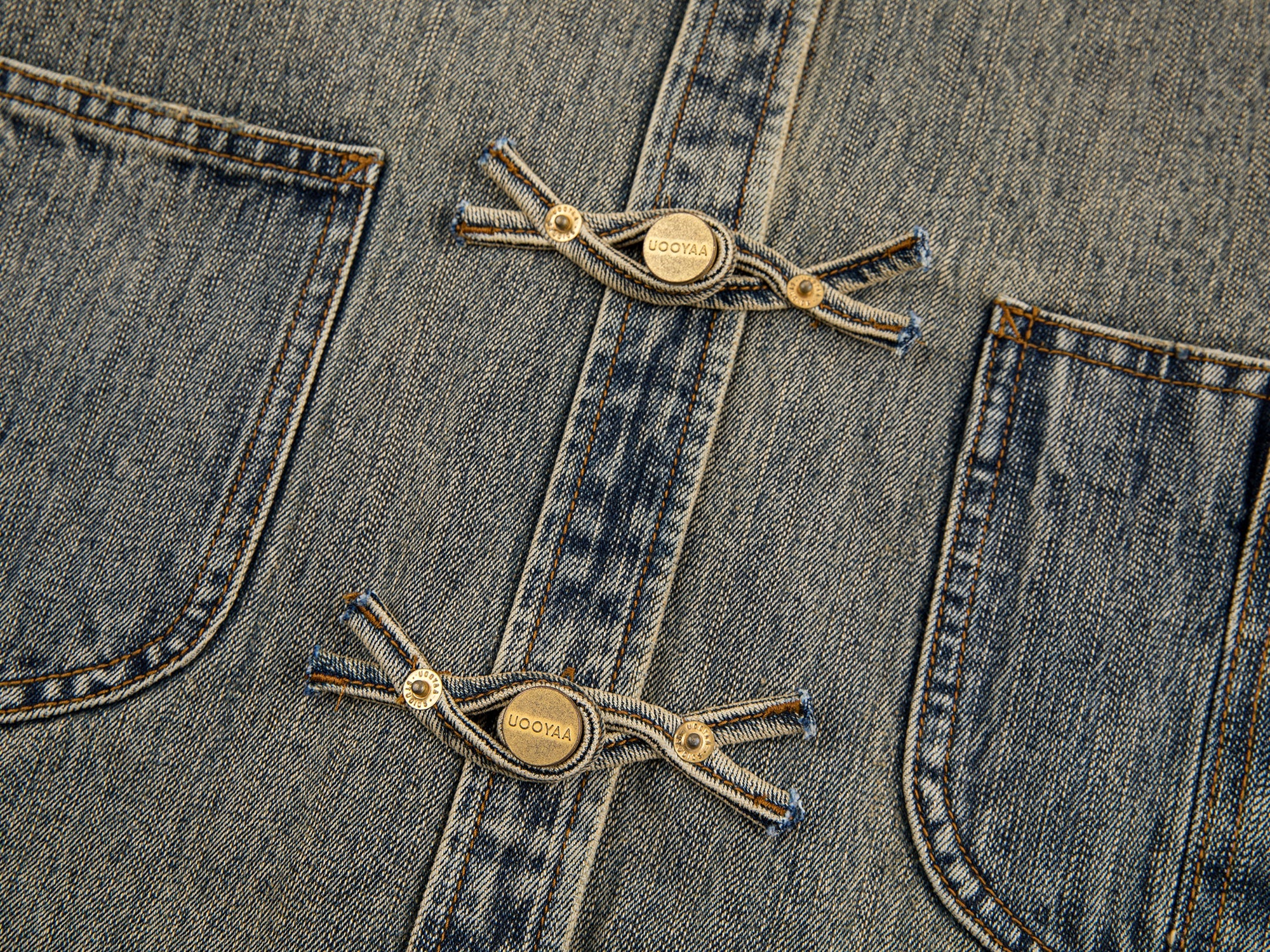 Chinese button knot vintage denim jacket