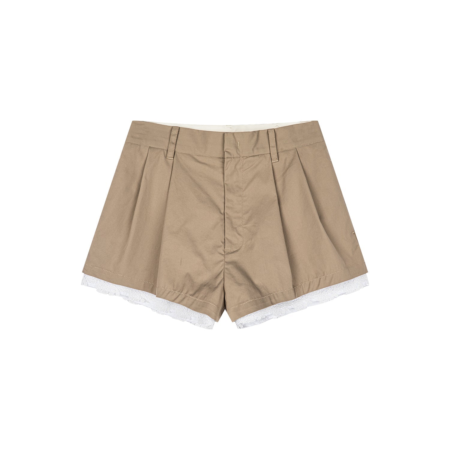 Lace edge shorts (Khaki/Black)