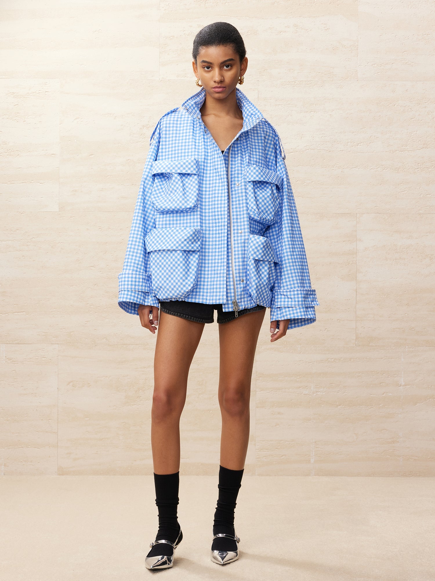 Vichy plaid field jacket