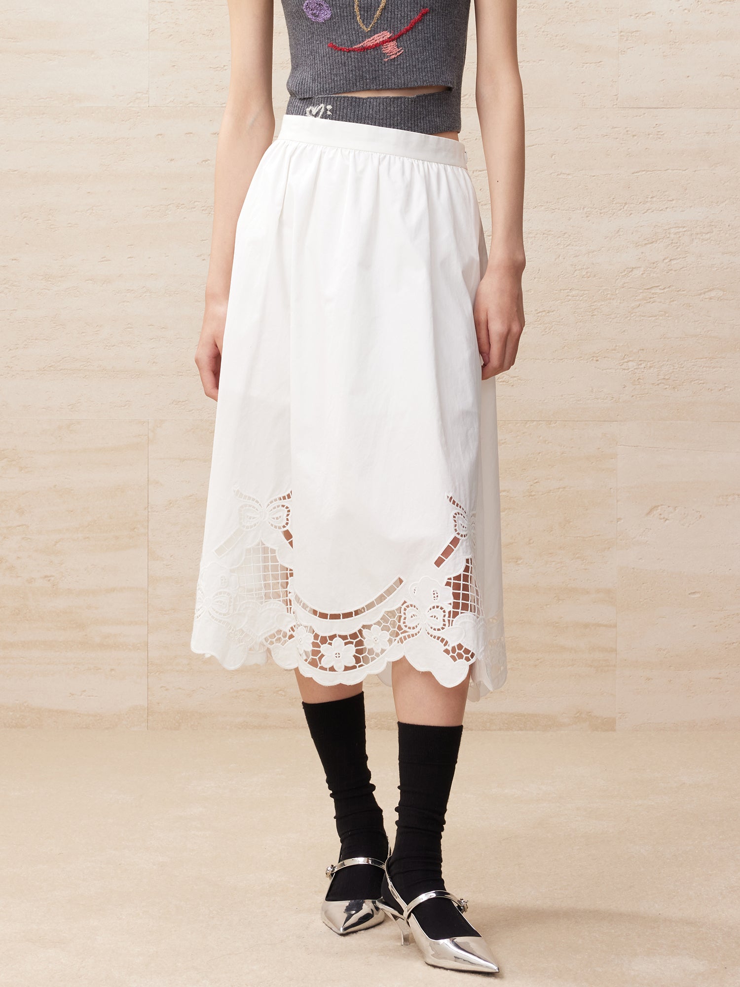 White lace skirt