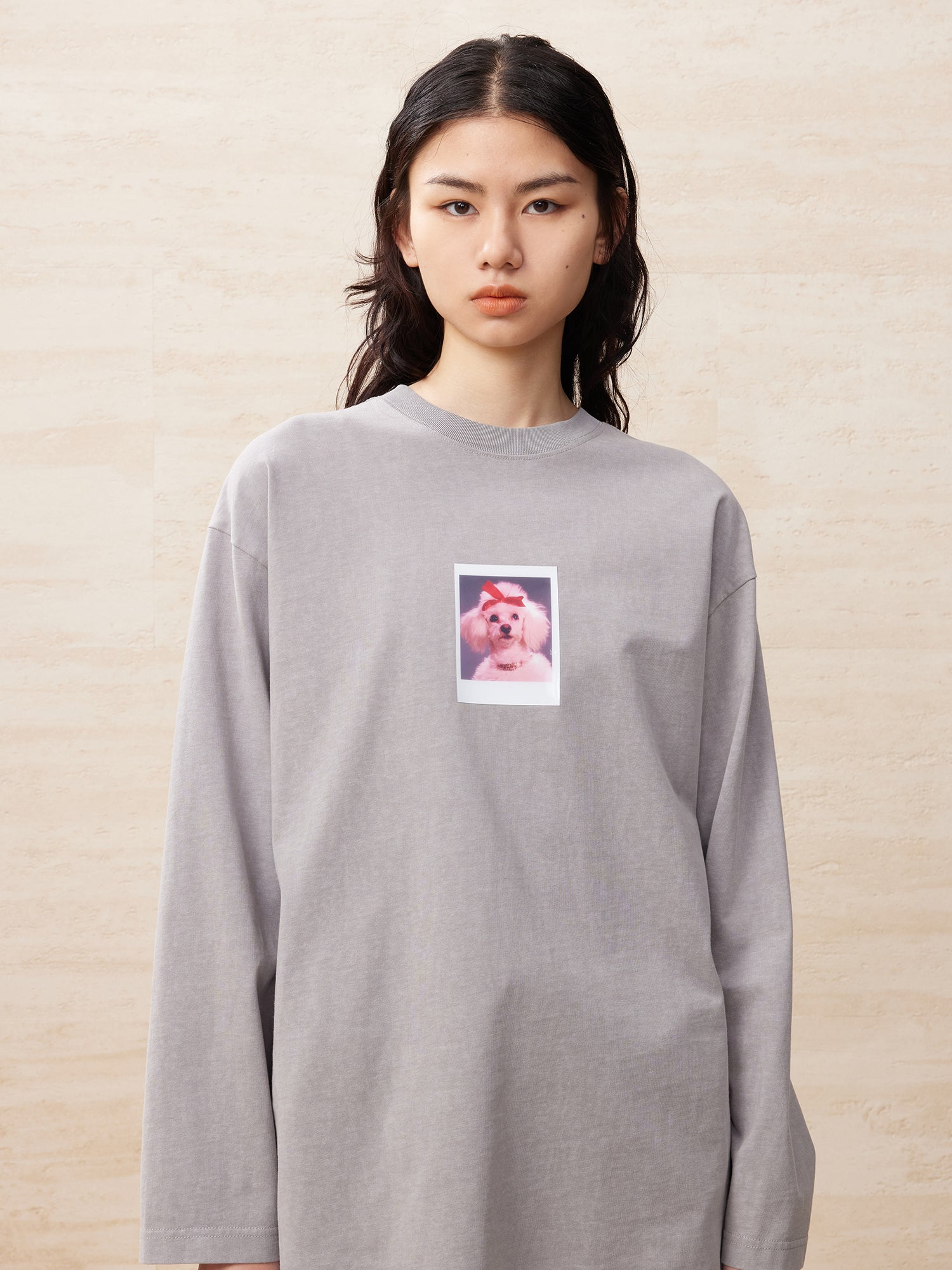 Puppy portrait printed long sleeved shirt