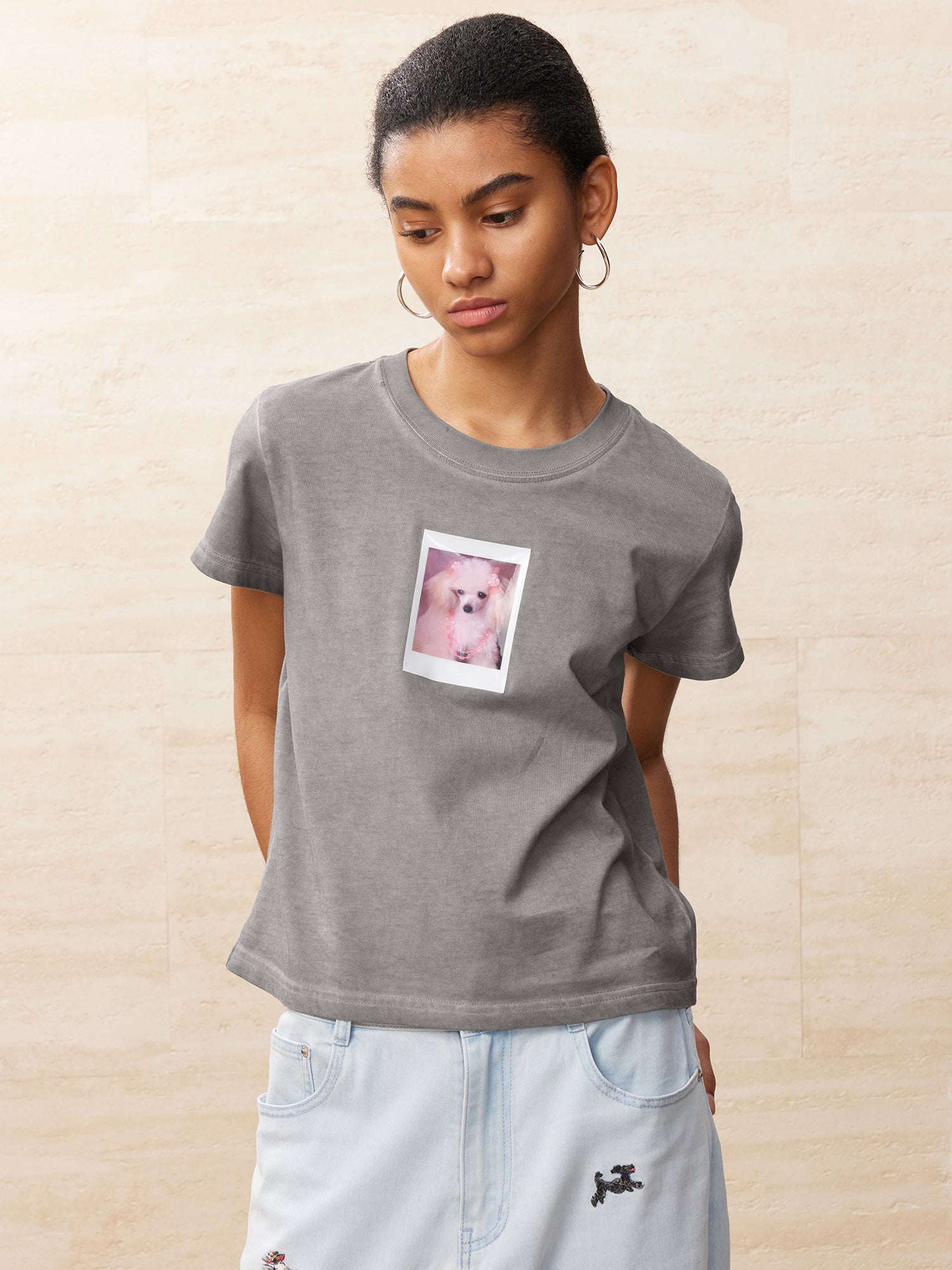 Puppy polaroid printed t-shirt