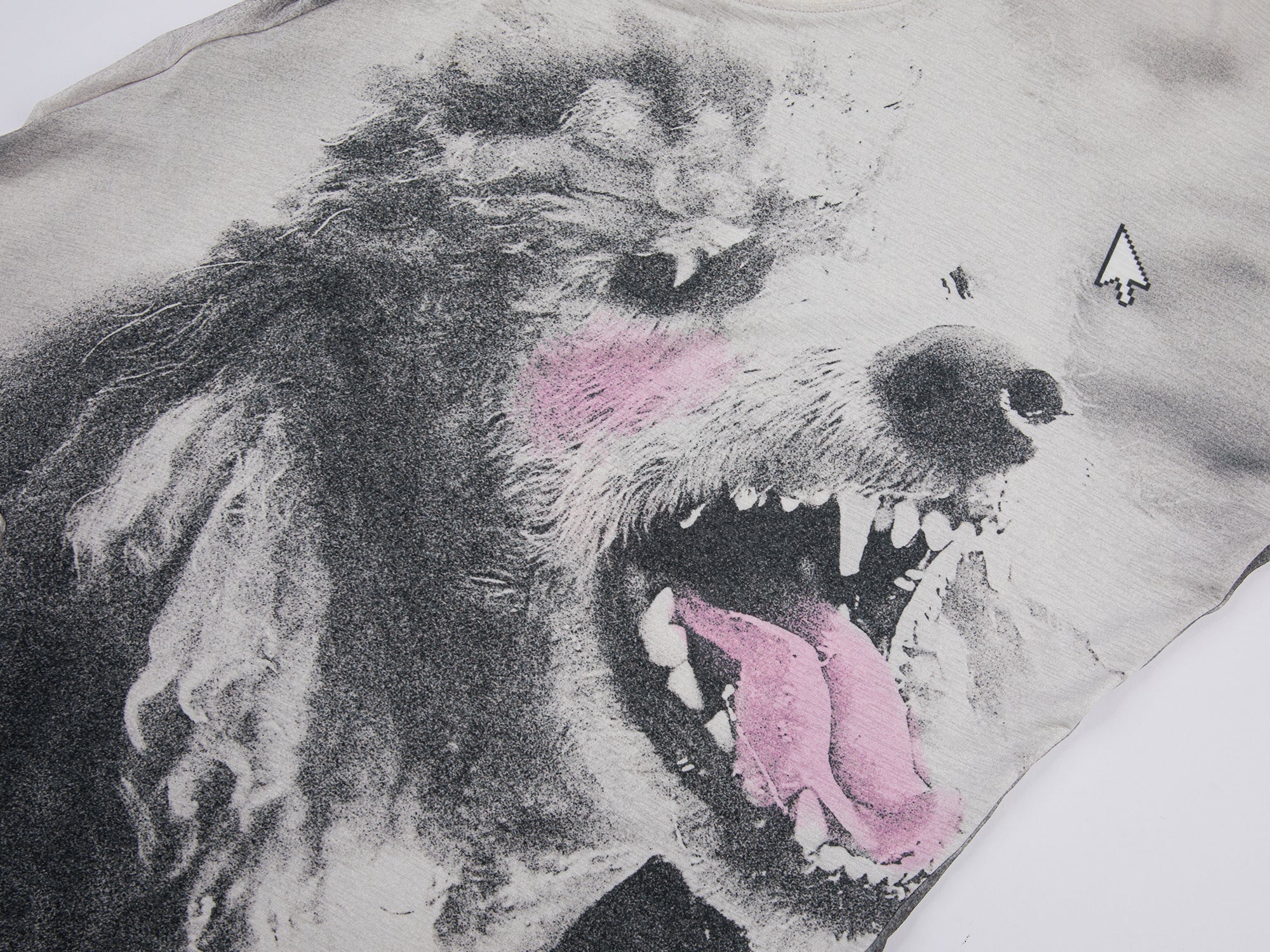 Puppy printed draped long-sleeved t-shirt