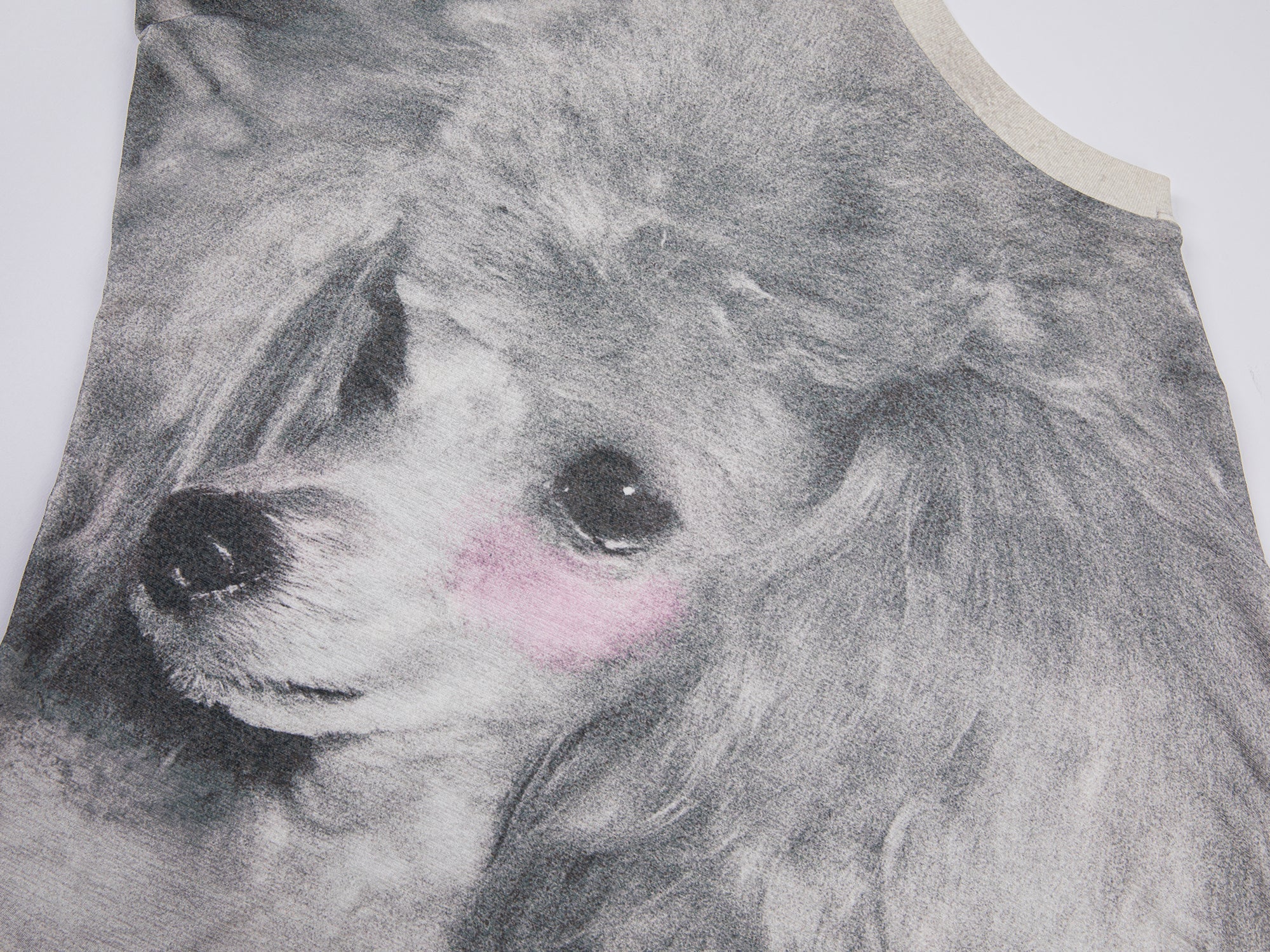 Puppy printed draped long-sleeved t-shirt