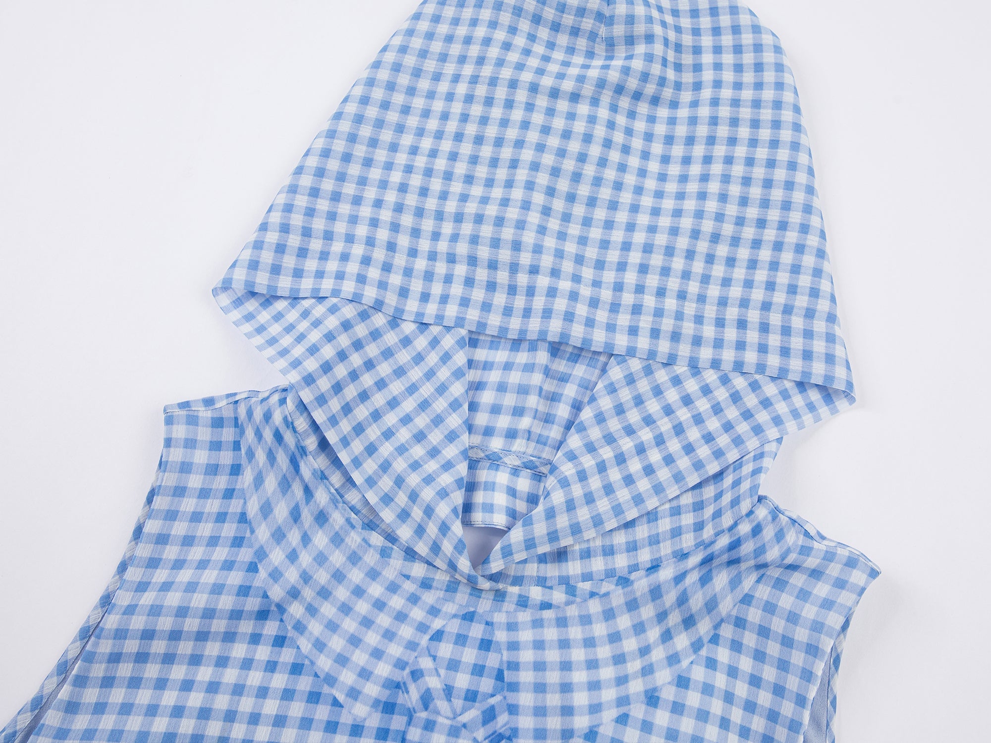 Vichy plaid hooded maxi dress